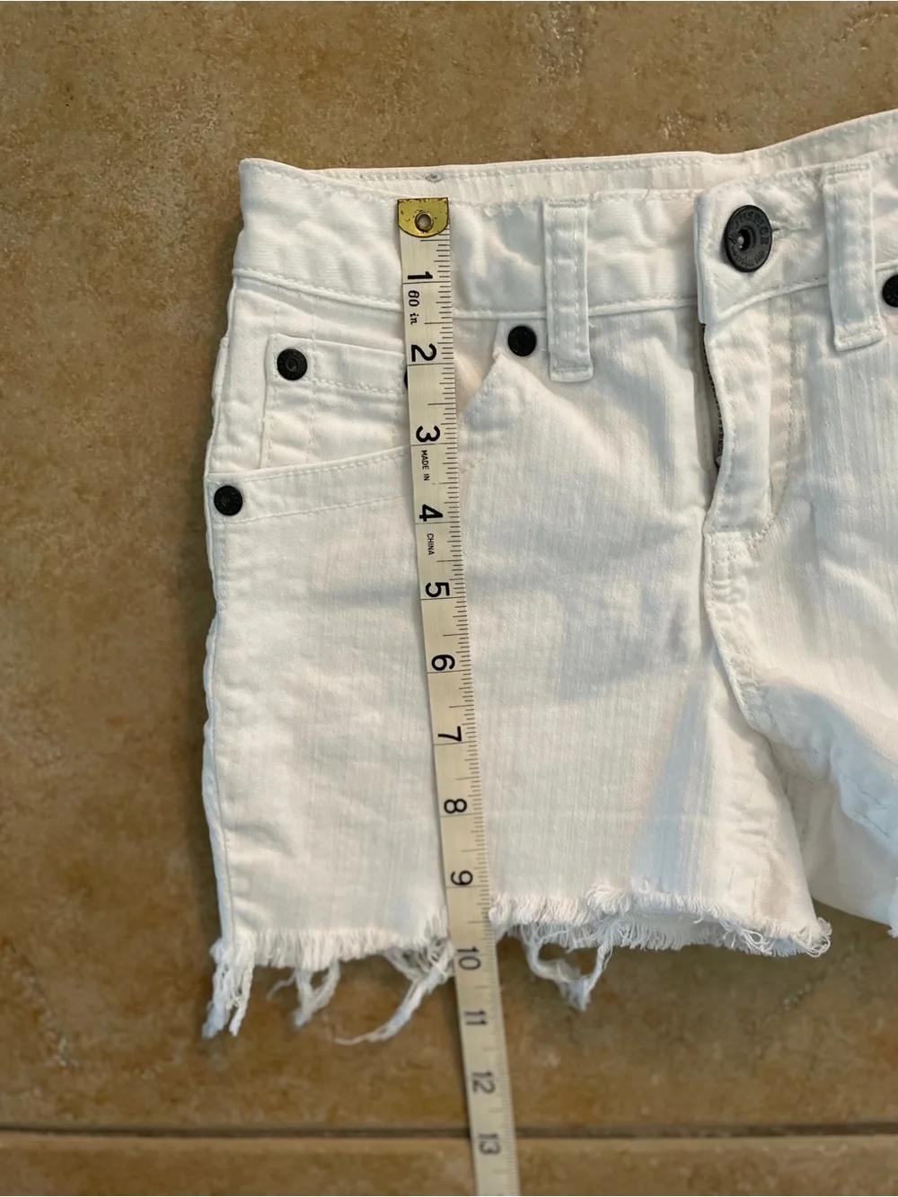 Justice Simply Low White Jean Frayed Shorts Girls Size 10R
